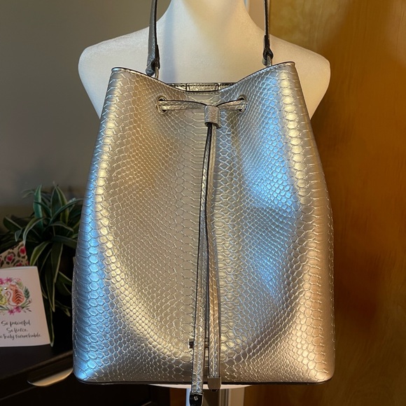Silver Snake Skin CHAPS Handbag - Picture 1 of 6